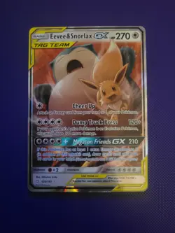 Pokemon Eevee & Snorlax GX TAG TEAM Ultra Rare Holo 120/181 Sm-Team Up - Image 1