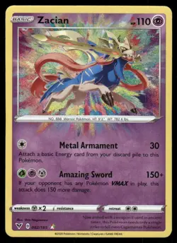 Zacian 2020 Vivid Voltage Amazing Rare Holo Pokemon Card 082/185 (NM) - Image 1