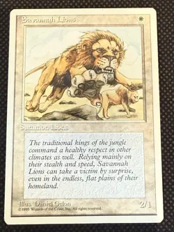 Savannah Lions 4th Edition Magic the Gathering Rare White Creature MtG - Image 1