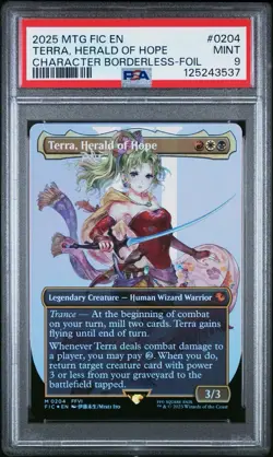 2025 MTG Final Fantasy Terra Herald of Hope Borderless FOIL 0204 PSA 9 FF6 - Image 1