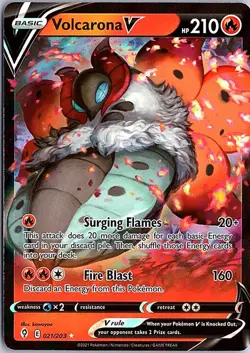 Volcarona V Ultra Rare SWSH07: Evolving Skies 021/203 LP Pokemon - Image 1
