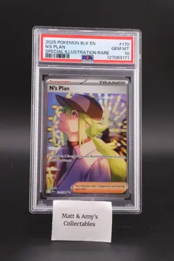 2025 POKEMON BLK EN-BLACK BOLT SPECIAL ILLUSTRATION RARE #170 N'S PLAN PSA 10 - Image 1