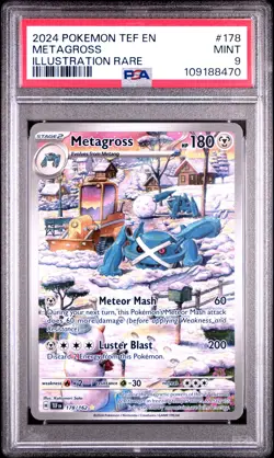 2024 POKEMON TEF EN-TEMPORAL FORCES ILLUSTRATION RARE #178 METAGROSS PSA 9 - Image 1