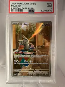2024 POKEMON SVP PALDEAN FATES ETB PROMO #075 MIMIKYU PSA 9 - Image 1