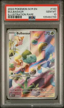2024 POKEMON SCR EN-STELLAR CROWN ILLUSTRATION RARE #143 BULBASAUR PSA 10 - Image 3
