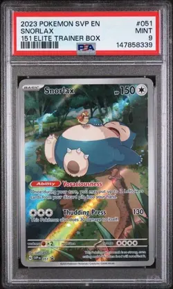 2023 POKEMON SVP EN-SV BLACK STAR PROMO 151 ELITE TRAINER BOX #051 SNORLAX PSA 9 - Image 1