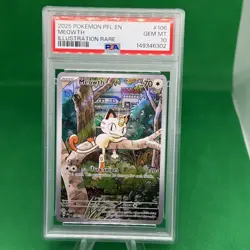2025 POKEMON PFL EN-PHANTASMAL FLAMES ILLUSTRATION RARE #106 MEOWTH PSA 10 - Image 1