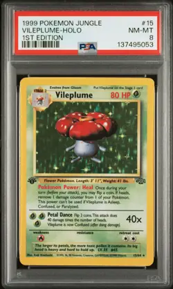 1999 POKEMON JUNGLE 1ST ED #15 VILEPLUME-HOLO PSA 8 - Image 1