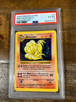 Pokemon 1999 Game SHADOWLESS NINETALES Holo #12 PSA 6 RARE - Image 1