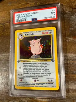 Pokemon 1999 Jungle 1st Edition CLEFABLE Holo #1 PSA 7 Near Mint RARE - Image 1