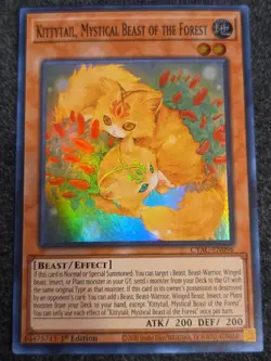 YuGiOh! Kittytail Mystical Beast of the Forest CYAC-EN096 Super Rare 1st Edition - Image 1