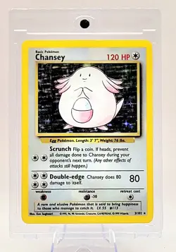 Pokemon TCG Chansey Holo Unlimited Rare Card 3/102 Base Set - Image 1