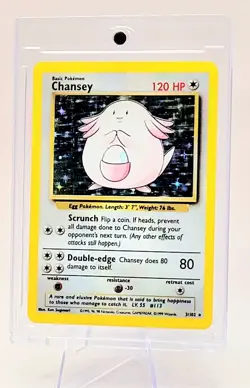 Pokemon TCG Chansey Holo Unlimited Rare Card 3/102 Base Set - Image 2