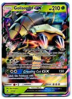 Golisopod GX 17/147 - Burning Shadows Rare GX Pokemon TCG Holo - LP Card - Image 1
