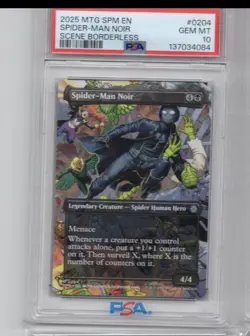 2025 MTG SPIDER-MAN #0204 SPIDER-MAN NOIR SCENE BORDERLESS (U) PSA 10 - POP 2 - Image 1