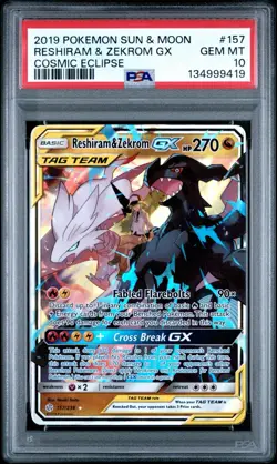 PSA 10 Gem Mint - Reshiram & Zekrom GX 157/236 - Pokemon TCG: Cosmic Eclipse - Image 1