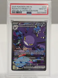 2025 POKEMON DRI EN-DESTINED RIVALS #234 TEAM ROCKET'S CROBAT EX PSA 10 - Image 1
