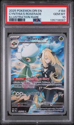 2025 POKEMON DRI EN-DESTINED RIVALS ILLUSTRATION RARE CYNTHIA'S ROSERADE PSA 10 - Image 1