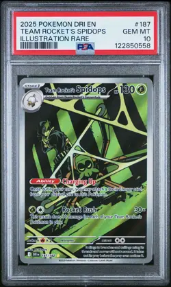 2025 POKEMON DRI EN-DESTINED RIVALS #187 TEAM ROCKET'S SPIDOPS PSA 10 - Image 1