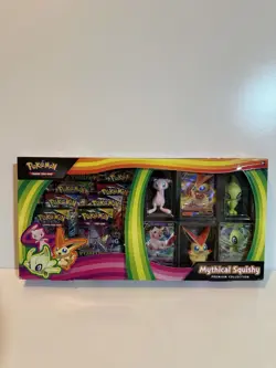 Pokemon Mythical Squishy Premium Collection Booster Promo Box Mew Celebi Victini - Image 1