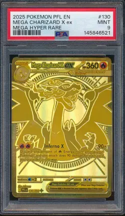 2025 Pokemon Phantasmal Flames 130 Mega Charizard X ex Mega Hyper Rare PSA 9 521 - Image 1