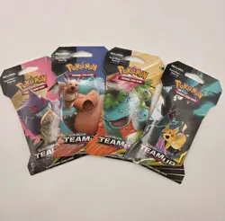 Pokemon TCG Sun & Moon Team Up 4 Booster Packs Pikachu Eevee Gengar English - Image 1