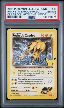 Pokemon Rocket's Zapdos 15/132 Celebrations: Classic Collection Holo PSA 10 - Image 1