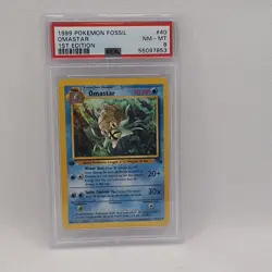 1999 POKEMON FOSSIL #40 OMASTAR PSA #8 FIRST EDITION - Image 1