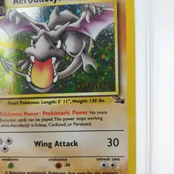 1999 POKEMON FOSSIL 1ST ED-PRERELEASE-COSMOS #1 AERODACTYL-HOLO PSA 7 - Image 4