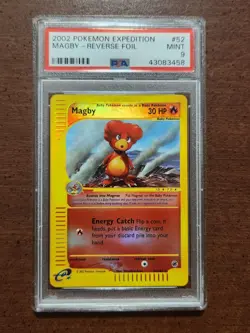 🔥🔥PSA 9 Magby Reverse Holo Rare Pokemon Card Expedition 52/165 Mint🔥🔥 - Image 1