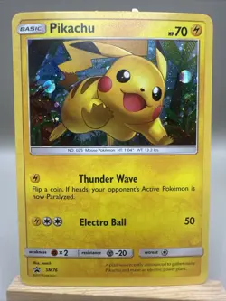 Pikachu SM76 Shining Legends Holo Black Star Promo Pokemon Card LP - Image 1