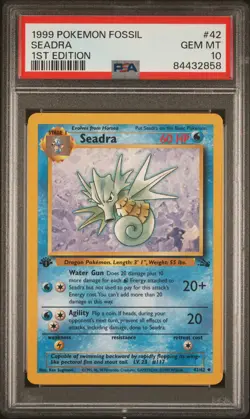 PSA 10 Seadra 1st Edition Fossil 42/62 1st Edition Pokemon Card - Image 1