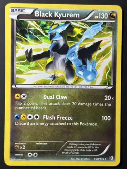 Pokemon TCG Black Kyurem Boundaries Crossed 100/149 Cracked Ice Holo LP - Image 1