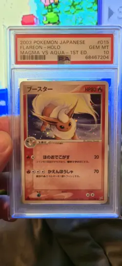 Pokemon Flareon Magma Vs Aqua 1st Edition Japanese Holo Rare #015 PSA 10 - Image 1