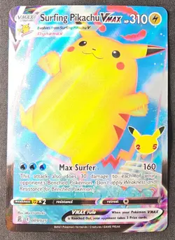 Pokemon TCG Surfing Pikachu VMAX 009/025 Full Art Ultra Rare, Celebrations - Image 1