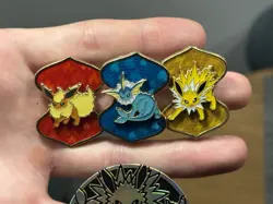 Nintendo Official Pokemon Jolteon Vaporeon Flareon Vmax Collection Pins Set Of 3 - Image 2