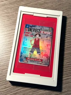 One Piece Monkey D. Luffy US Voyage College Basketball Promo Card & Alpha Holder - Image 1