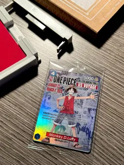 One Piece Monkey D. Luffy US Voyage College Basketball Promo Card & Alpha Holder - Image 4