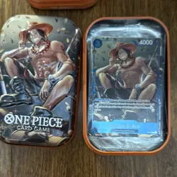 One Piece op13- Portgas D. Ace, Monkey D. Luffy,Sabo promo 5 cards with tin can - Image 3