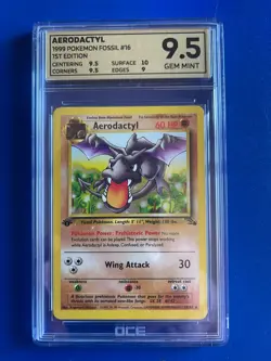 AERODACTYL 16/62 1st Edition Fossil Pokemon Card 1999 tcg wotc OCE GEM MINT 9.5 - Image 1