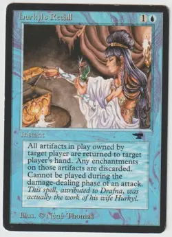 MAGIC THE GATHERING HURKYL'S RECALL ANTIQUITIES EDITION MODERATELY PLAYED - Image 1