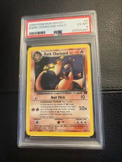 2000 Pokemon Rocket Dark Charizard 🌀 Holo🌀Swirl #4/82 PSA 6 EX-MT - Image 1