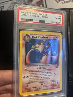 2000 Pokemon Rocket Dark Charizard 🌀 Holo🌀Swirl #4/82 PSA 6 EX-MT - Image 3