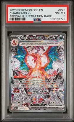 2023 POKEMON OBF EN-OBSIDIAN FLAMES SPECIAL ILLUSTRATION RARE CHARIZARD EX PSA 8 - Image 1