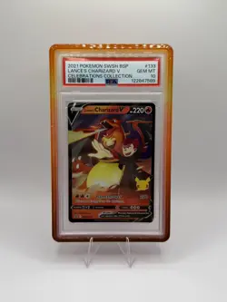 2021 POKEMON SWSH BLACK STAR PROMO CELEBRATIONS COLL LANCE'S CHARIZARD V PSA 10 - Image 1