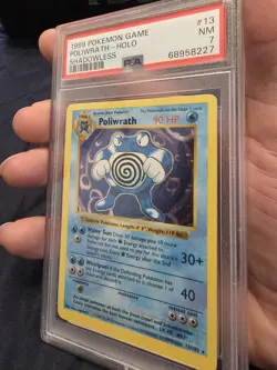Pokemon TCG Poliwrath Shadowless Holo Rare Base Set 13/102 PSA 7 - Image 2