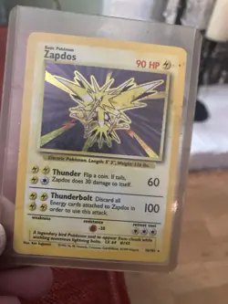 Pokemon Zapdos Base Set Holo Rare Card 16/102 - Image 1