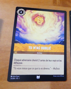 LORCANA TRADING CARD GAME DISNEY CHAPITRE 1 CARTE TU M'AS OUBLIE 31/204 FR - Image 1