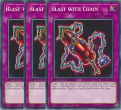Yugioh - Blast with Chain x 3 - 1st Edition NM - Plus Free Holographic Card - Image 1