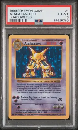 PSA 6 EX-MT Pokemon Alakazam Base Set Shadowless Holo 1/102 - Image 1